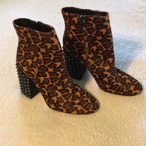 Jessica Simpson leopard leather booties